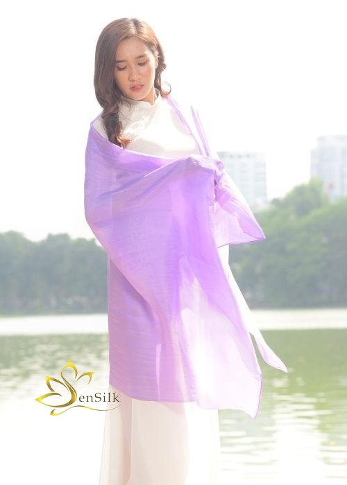 Khăn Choàng Lụa Nha Xá Tím SenSilk Women Gift