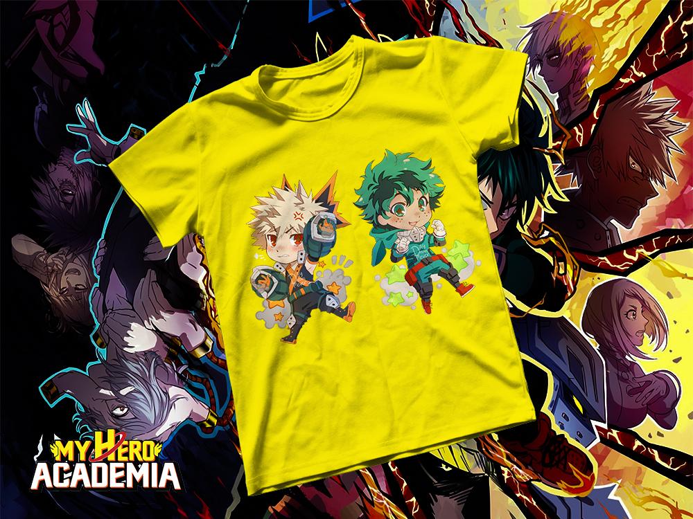 [HCM]Áo thun Cotton Unisex - Anime - My Hero Academia - Bakugo katsuki & Midoriya Izuku