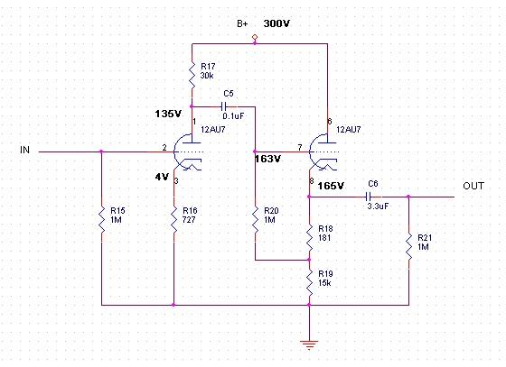 Mạch tiền khuếch đại đèn sử dụng 02 bóng