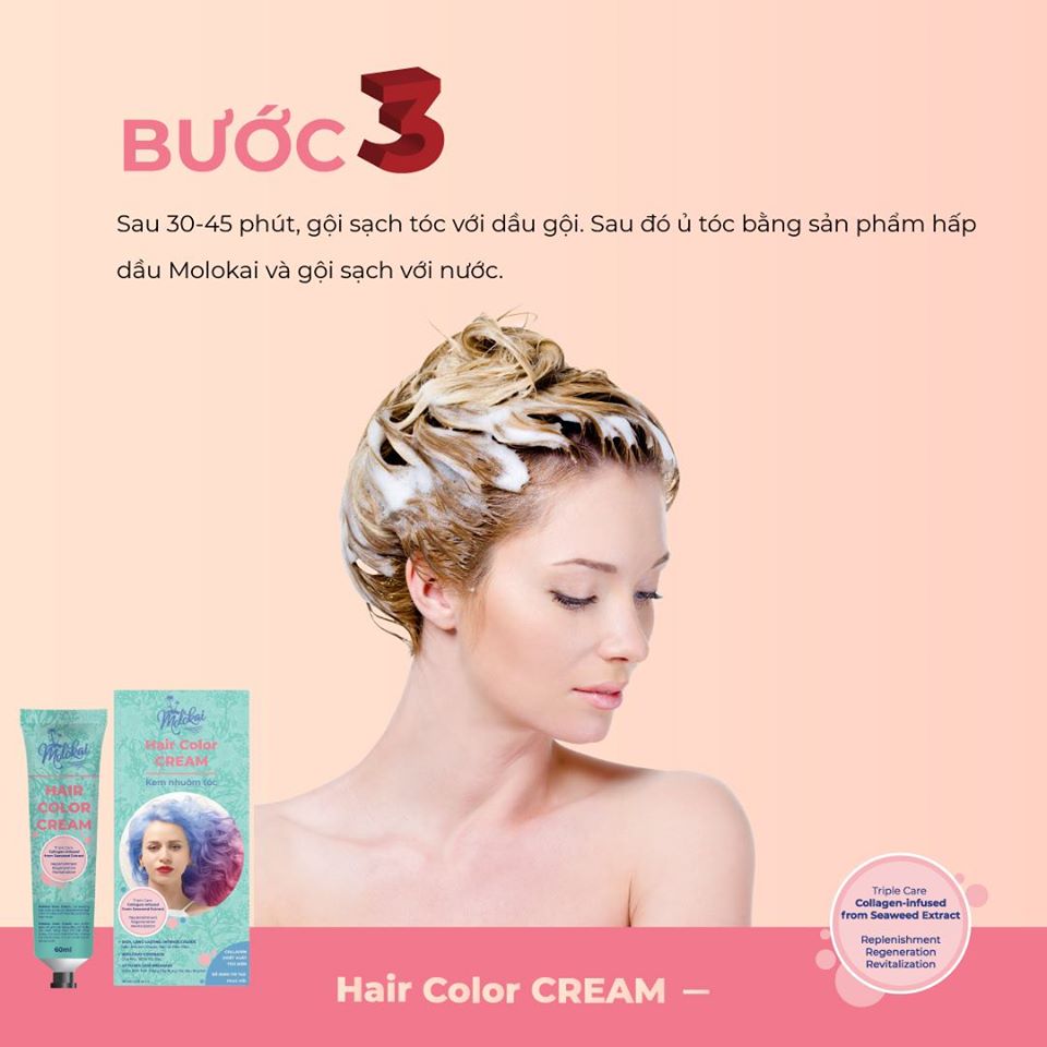 Kem nhuộm tóc cao cấp màu thời trang Molokai 60ml [ TẶNG KÈM GĂNG TAY + CHAI OXY TRỢ DƯỠNG TÓC ]