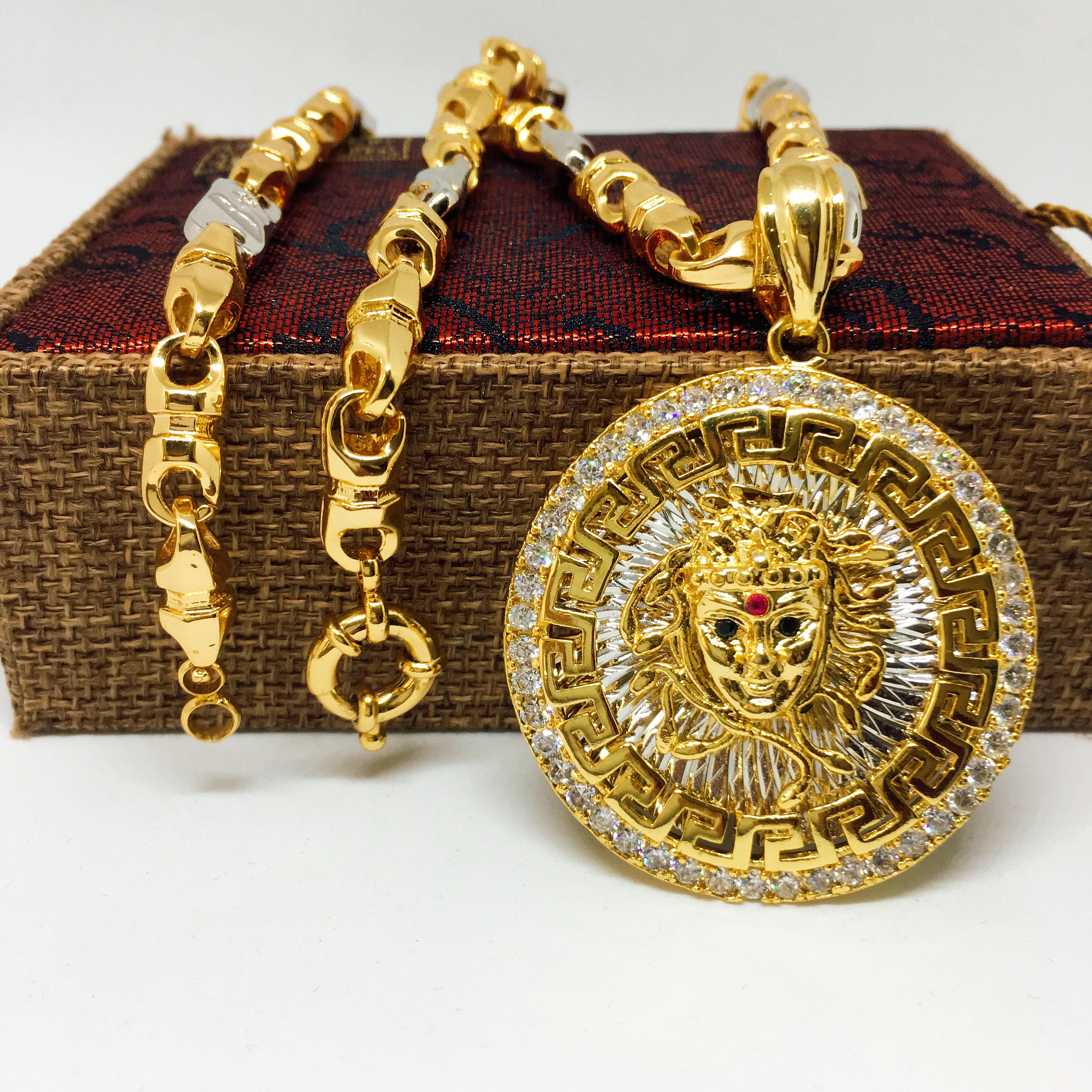 Dây Chuyền Nam Vip Bạc Thái Mạ Vàng, Vòng Cổ Nam Phong Cách | Jewelry Bảo Tín LNMS07 (dây và mặt) ( Màu Vàng)