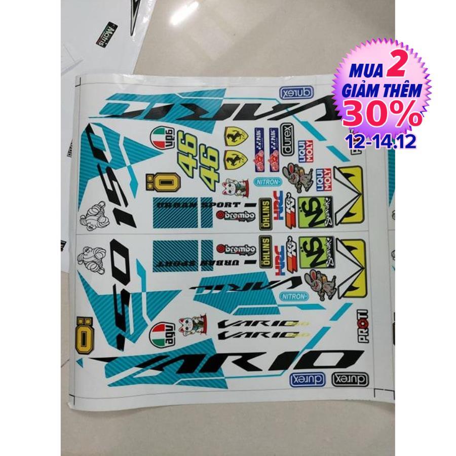 Tem Vario dán xe bạc hoặc trắng tặng kèm logo