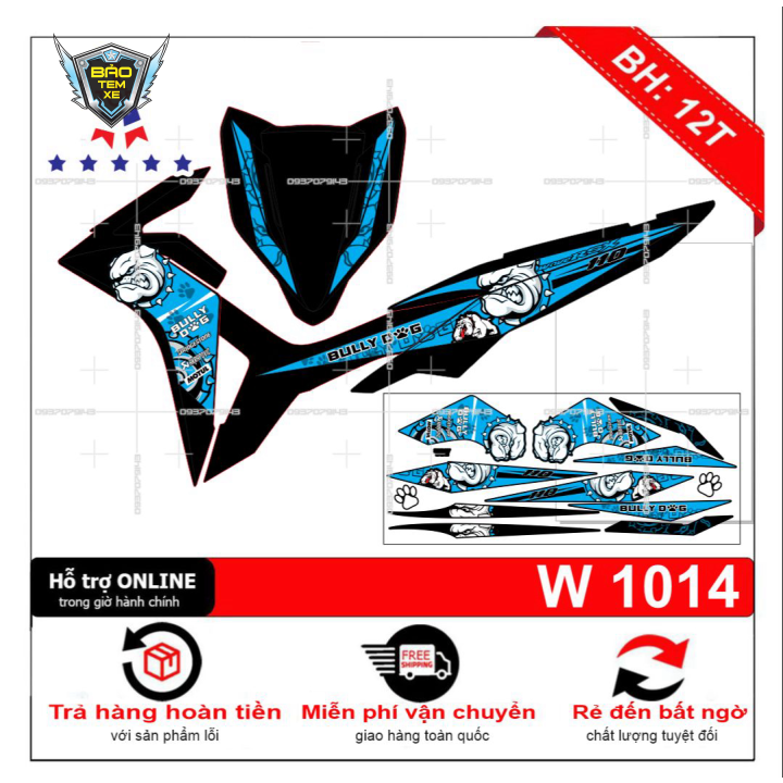 Tem rời xe wave RSX 2013 bull dog xanh đen