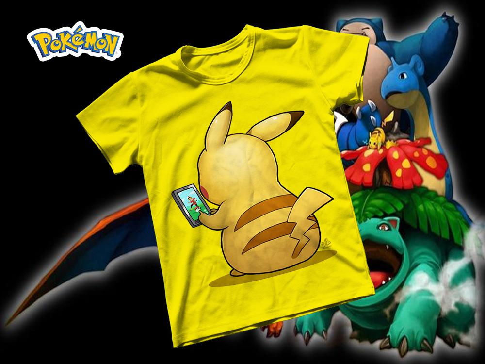 [HCM]Áo thun Cotton Unisex - Anime - Pókemon - Pikachu mobile