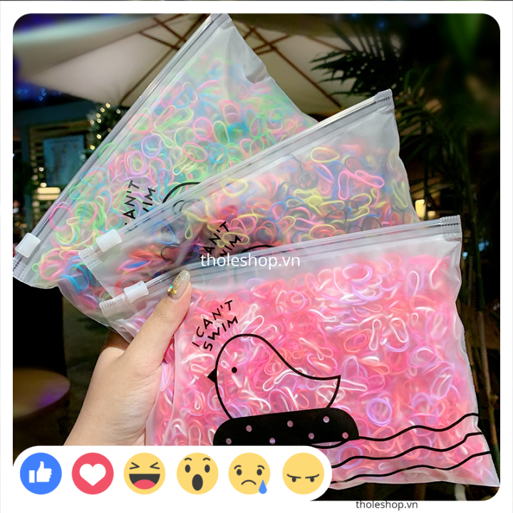 Thun cộ tóc - Combo 1000 thun cột tóc cho bé có túi đựng - Dây cột tóc cho bé dễ thương an toàn - Phụ kiện tóc