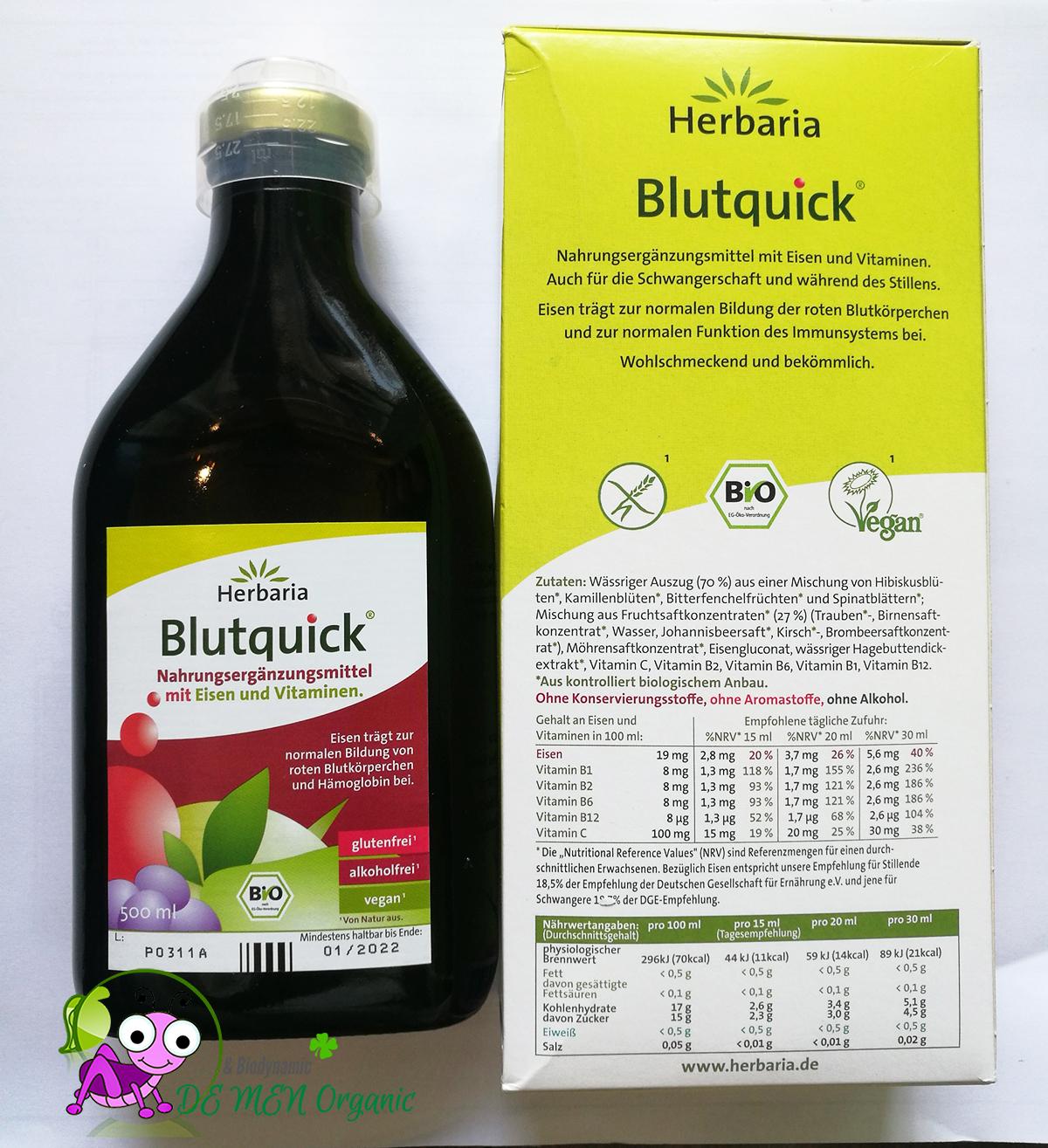 Dung Dịch Bổ Sung Sắt Hữu Cơ Blutquick Hebaria Đức (500 ml)