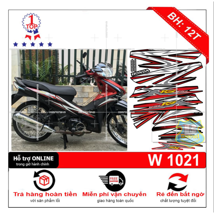 Tem rời wave rsx 2010 mẫu zin đỏ đen