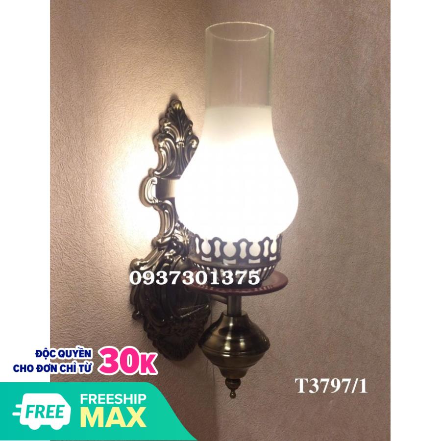 Đèn tường hình đèn dầu T3797 Trang trí phòng thờ,dùng điện 220 đui xoáy E27,có tặng kèm bóng đèn led