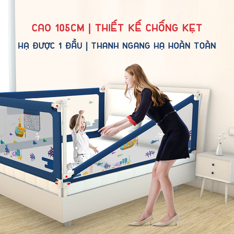 Thanh chắn giường an toàn cho bé cao cấp KidAndMom BR02 độ cao 75
