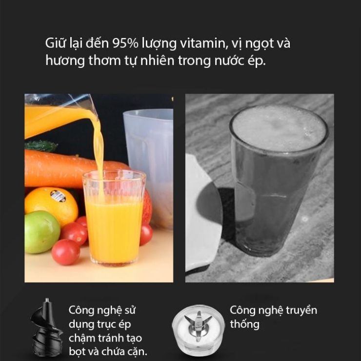 Máy Ép Chậm Hoa Quả Cỡ Lớn Hongxin RH312 (Màu Đỏ,Miệng Lớn Tiện Dụng)