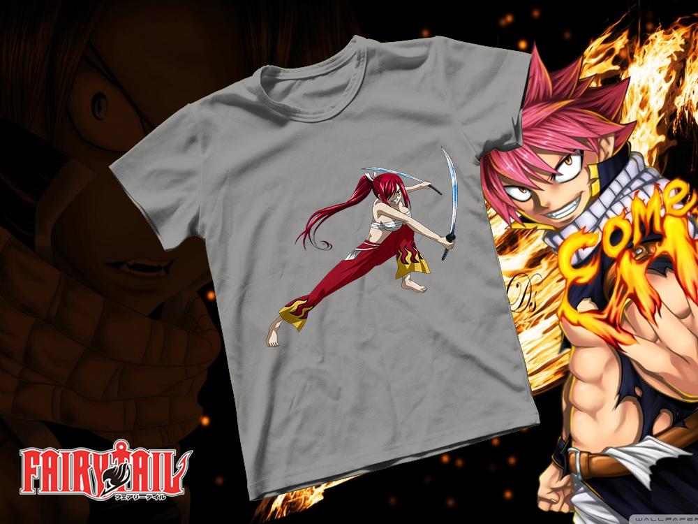 Áo thun Cotton Unisex - Anime - Fairy tail - Erza scaret