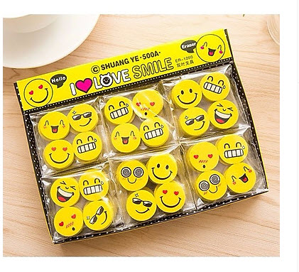 40 cục gôm tẩy bút chì hình mặt cười(10 vỉ)