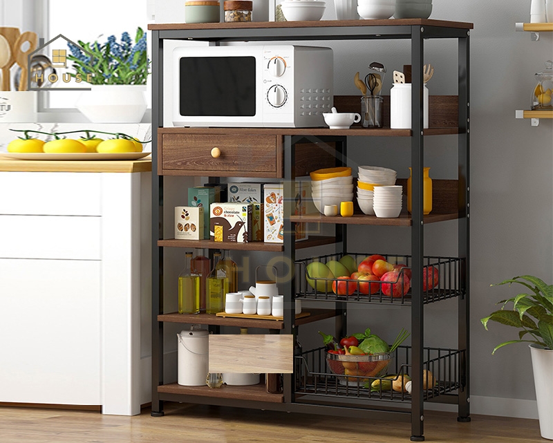 Kệ lò vi sóng thông minh loại 195 kệ nhà bếp đa năng để lò nướng nồi cơm điện kèm giá để rau củ gia vị loại tốt chịu lực cao