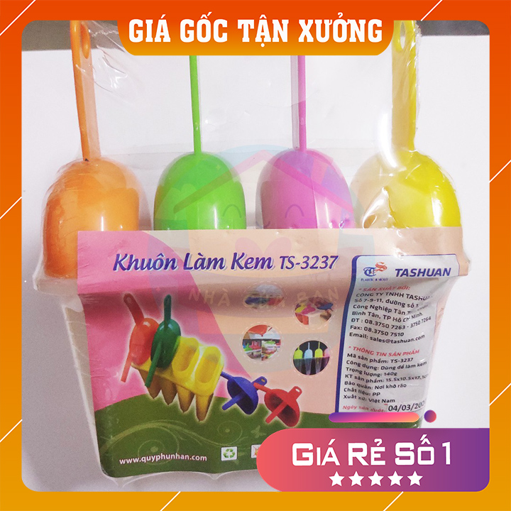 [HCM]Bộ khuôn làm kem cà rem gồm 4 que Tashuan TS-3237 bằng nhựa cao cấp an toàn cho người sử dụng hàng Việt Nam chất lượng cao - Nhà Của Bạn Store