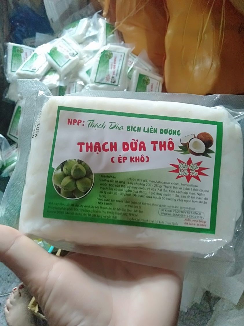 Thạch dừa thô ép khô 10ly túi 500gr