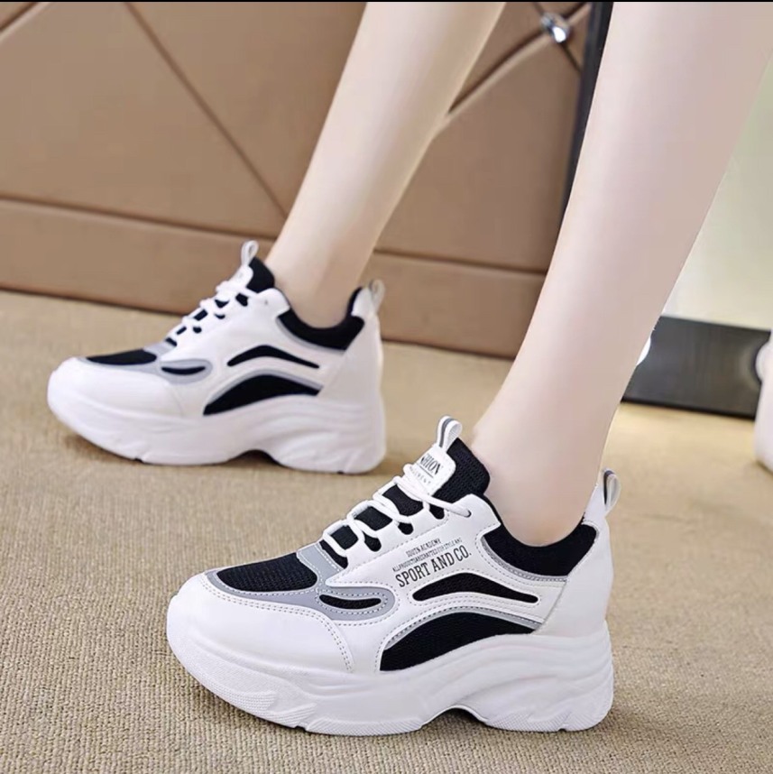 Giày sneaker nữ trắng đế cao phối màu cá tính cực đẹp giá rẻ