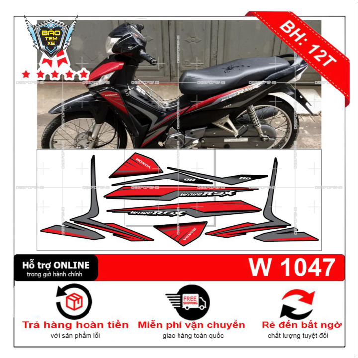 Tem rời xe wave RSX zin đỏ đen