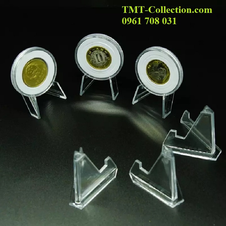 Đế Trưng Bày Đồng Xu kích thước 5,2 x 4 x 5,5cm, màu trắng trong - SP000079