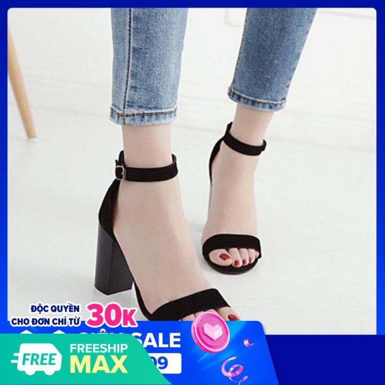 Giày cao gót 7cm bản ngang đen giá rẻ