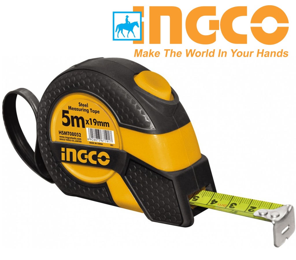 Thước cuộn 5 mét thép nền vàng 5m x 19mm ingco hsmt08052
