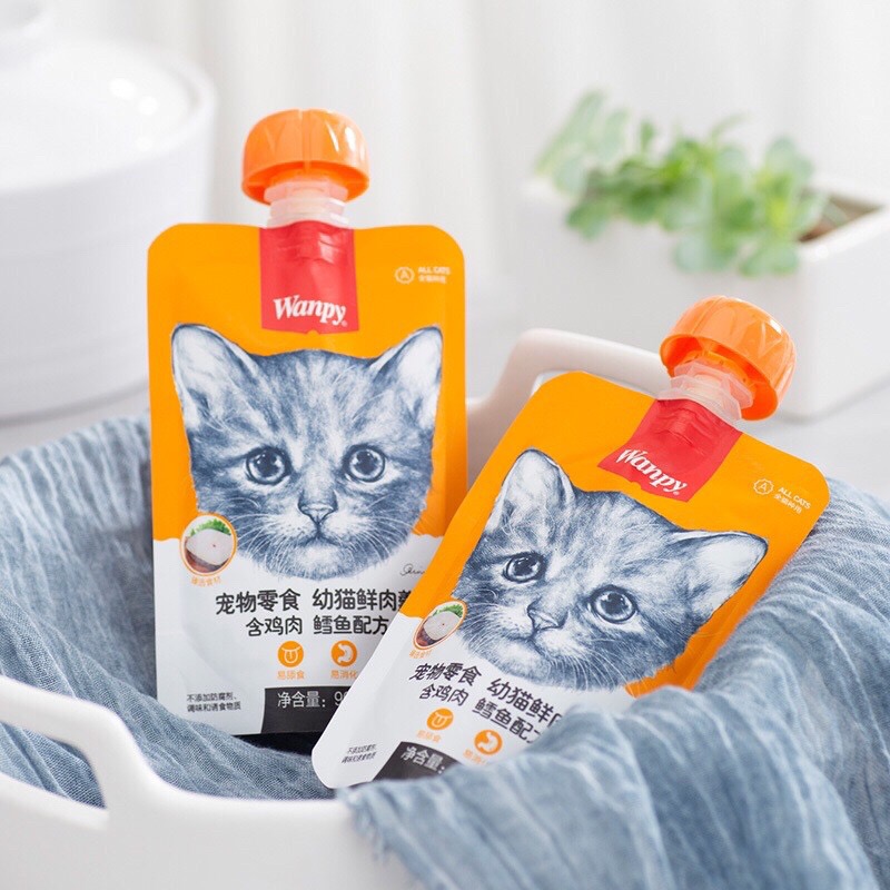 Súp Thưởng Wanpy - Tuýp 90GR Có Nắp Vặn Cho Mèo