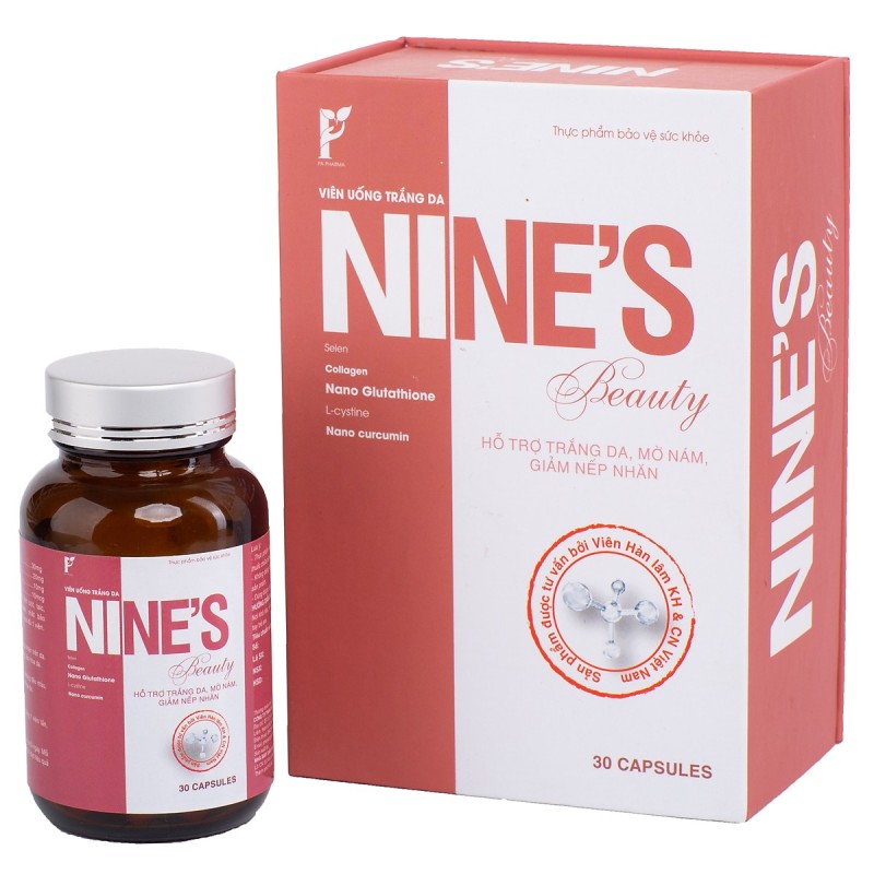 Viên uống trắng da Toàn Thân Nines Beauty 30 viên Hỗ trợ trị Nám, Tàn Nhang, Giảm Nếp Nhăn, Tăng Cường Nội Tiết Tố Nữ, Chống Lão Hóa, hỗ trợ tăng cường chức năng gan, sức đề kháng, tuần hoàn máu, ngăn ngừa ung thư