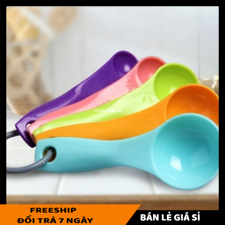 Bộ 5 muỗng đong bằng nhựa - bộ 5 muỗng đong gia vị bằng nhựa - bộ 5 thìa định lượng gia vị -muỗng đong gia vị