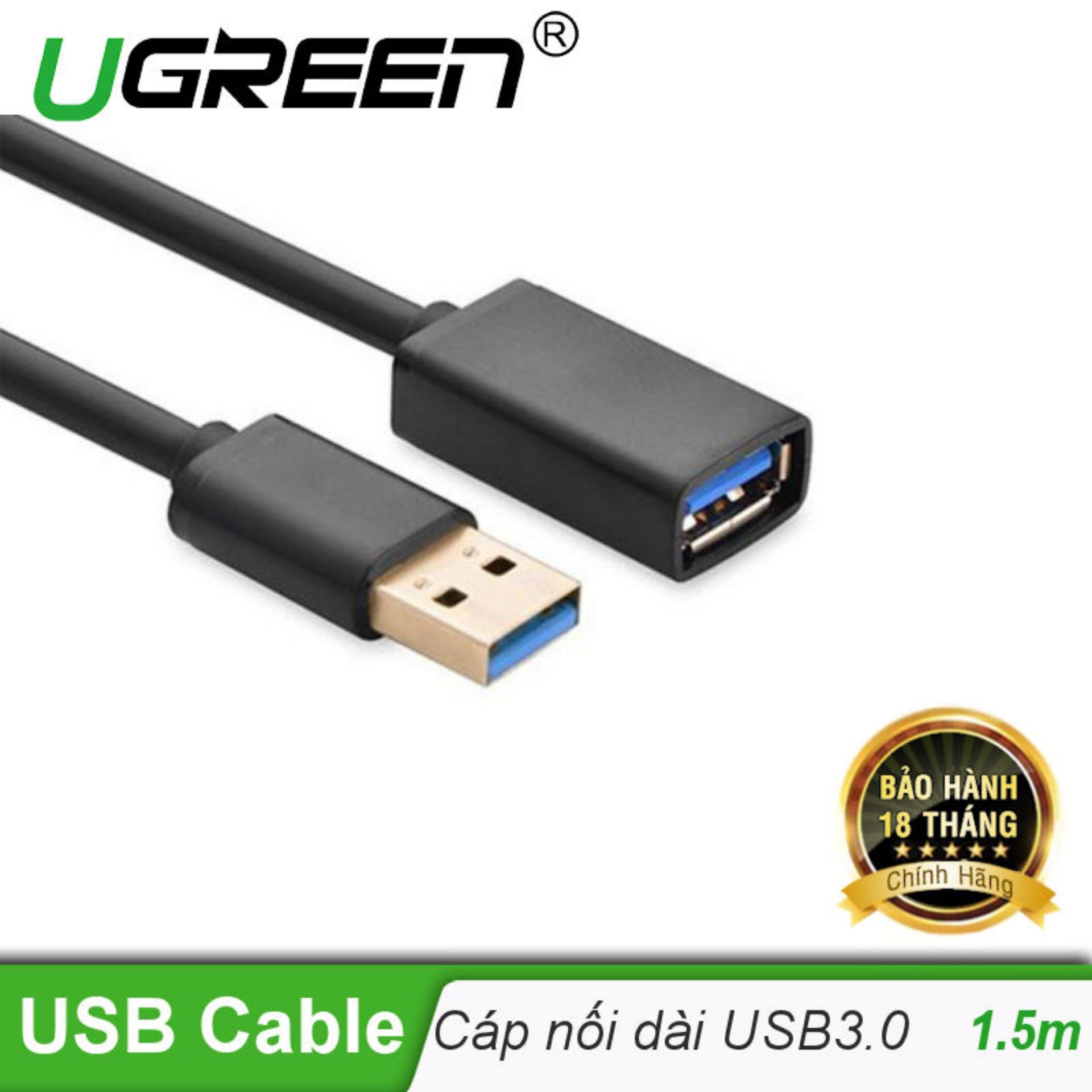 [HCM]Dây nối dài USB 3.0 dài 1.5M UGREEN US115 30126 (đen)