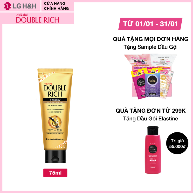 Kem xả 1 phút Double Rich giúp tóc chắc khỏe bóng mượt