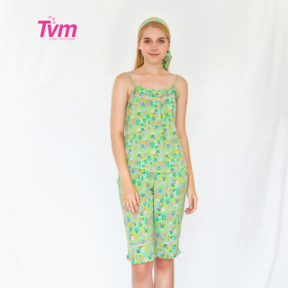 Bộ lửng nữ áo dây B541 Tvm Luxury Homewear chất liệu cotton lụa thiết kế thumbnail