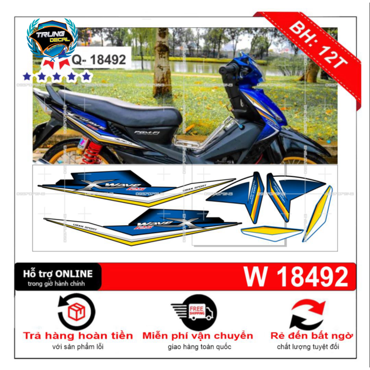 Tem rời xe wave  RSX đời đầu xanh đen