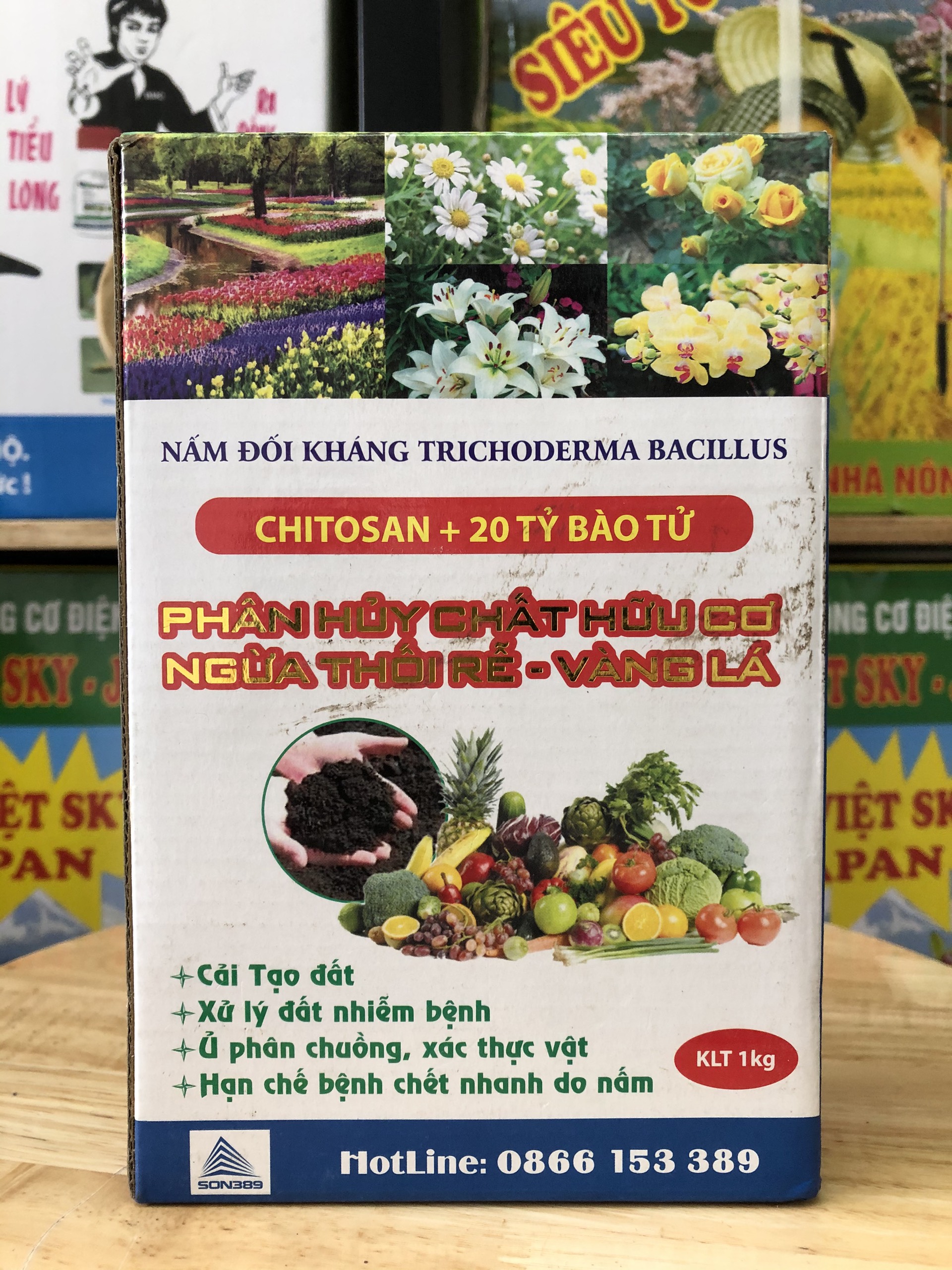 Nấm đối kháng Trichoderma Bacillus.sp (LOẠI CAO CẤP HỘP 1KG) Đối kháng nấm bệnh, ủ phân chuồng