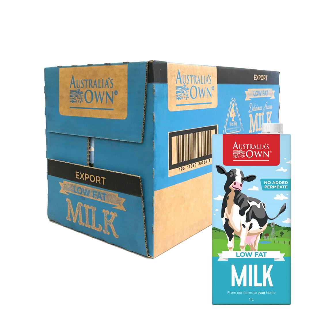 Sữa tươi tiệt trùng Australia's Own Ít Béo thùng 12 hộp 1L, không đường, nhập khẩu chính hãng từ Úc