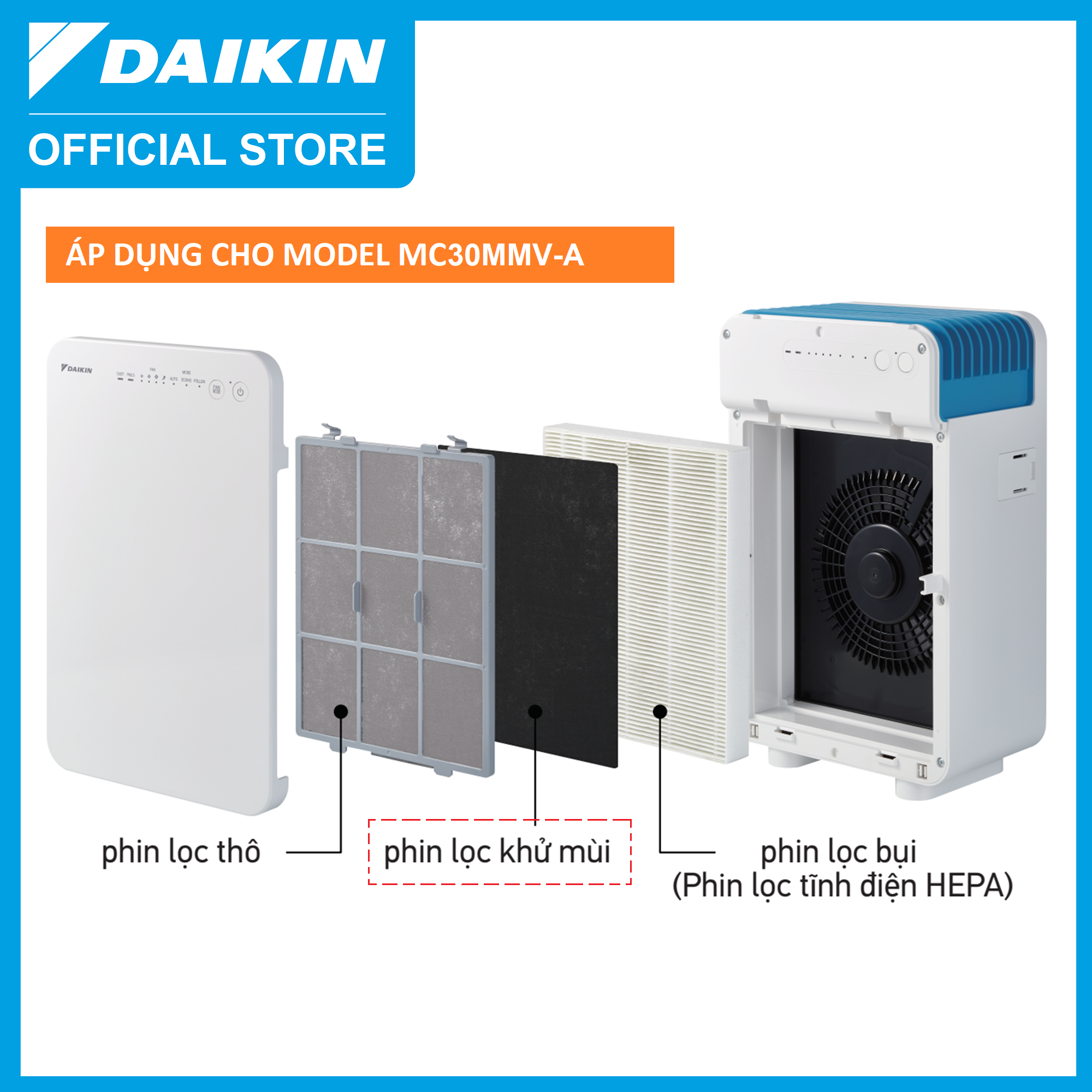 Phin lọc khử mùi Daikin BADP001AE4 cho model MC30VVM-A