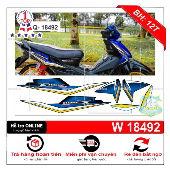 Tem rời wave  RSX đời đầu xanh đen