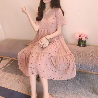 Váy bầu tím than chấm bi thời trang hè 2019