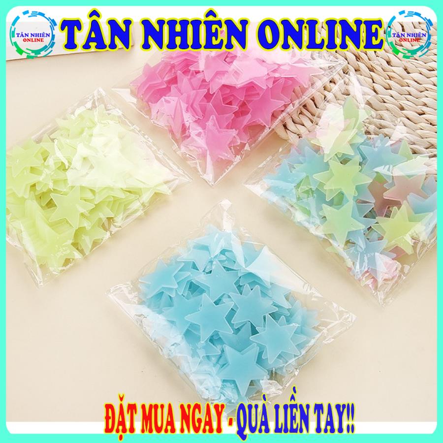 Ngôi sao dạ quang phát sáng (100 cái) đủ màu trang trí giáng sinh siêu đẹp