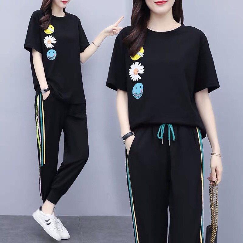 [HCM]SÉT BỘ THỂ THAO IN HOA CÚC MẶT CƯỜI CÁ TÍNH