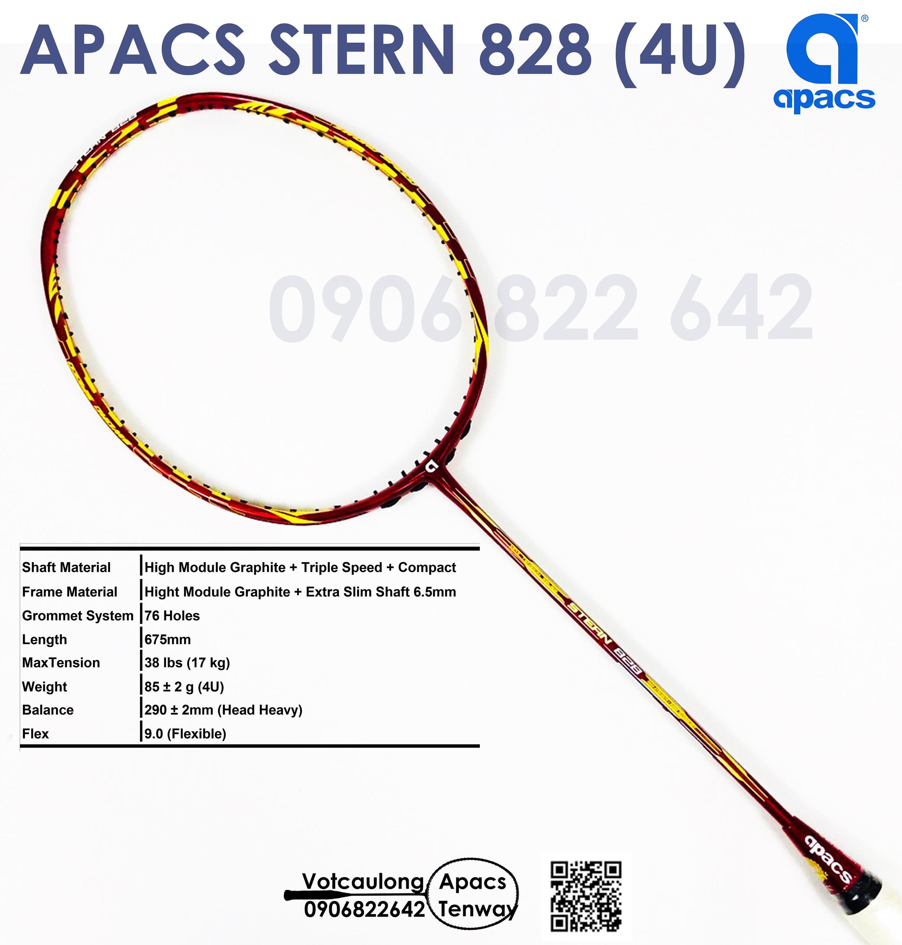 [HCM]Vợt cầu lông Apacs Stern 828 - 4U | sắc đỏ rực lửa nét vân mạnh mẽ