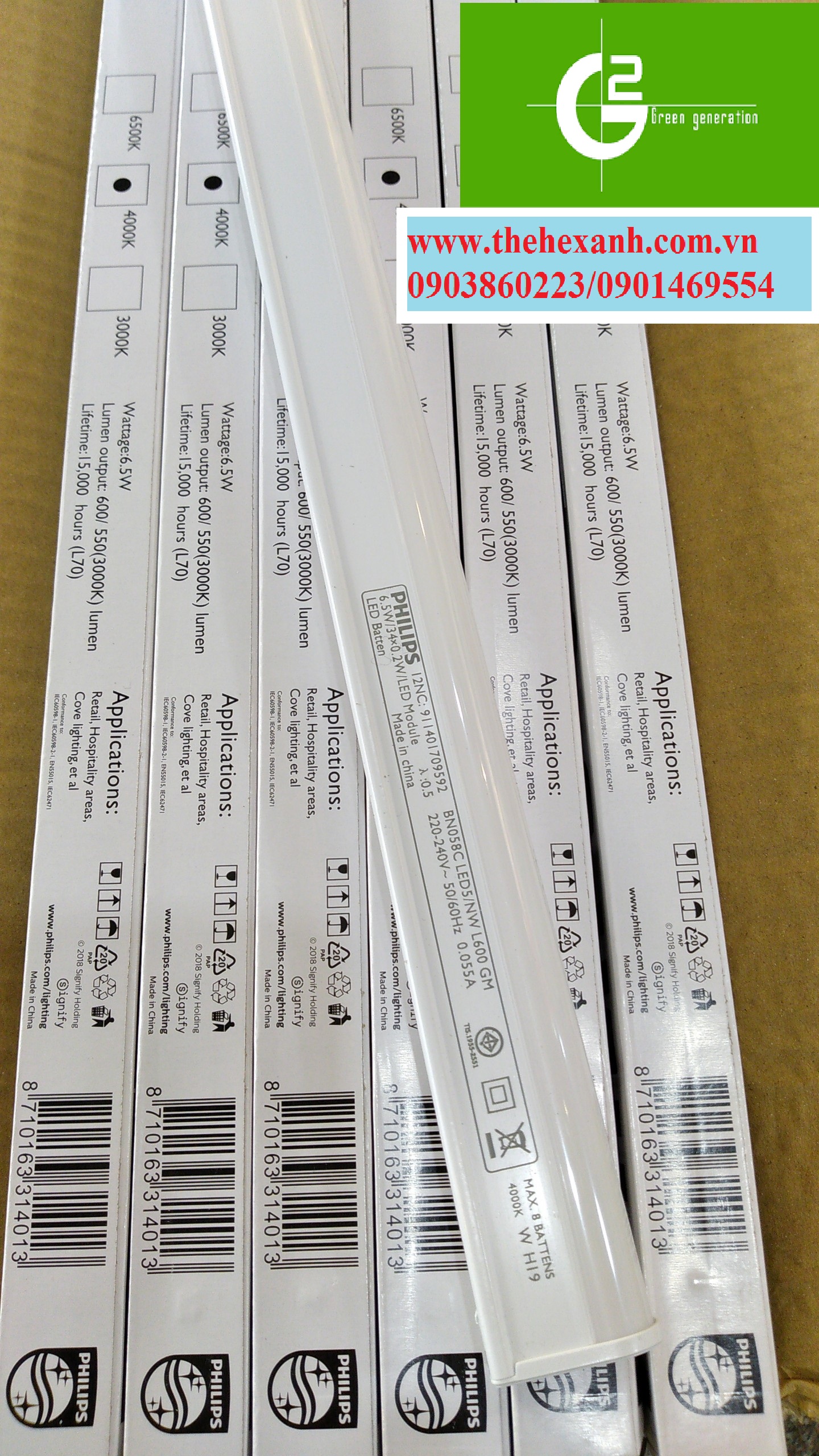 Bộ máng đèn T5 Philips LED BN058C 3.4W 65K/40K/30K L300 GM, 0.3m