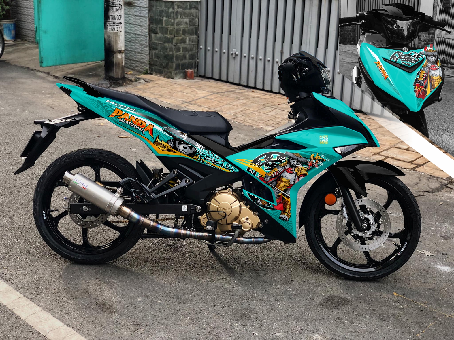 Tem rời Exciter 150  Master Panda New Style Chinese dán xe xanh ngọc lục bảo cực ngầu