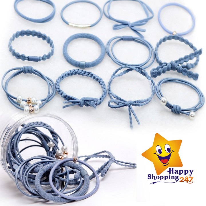 SET 12 DÂY THUN CỘT TÓC PHONG CÁC HÀN QUỐC