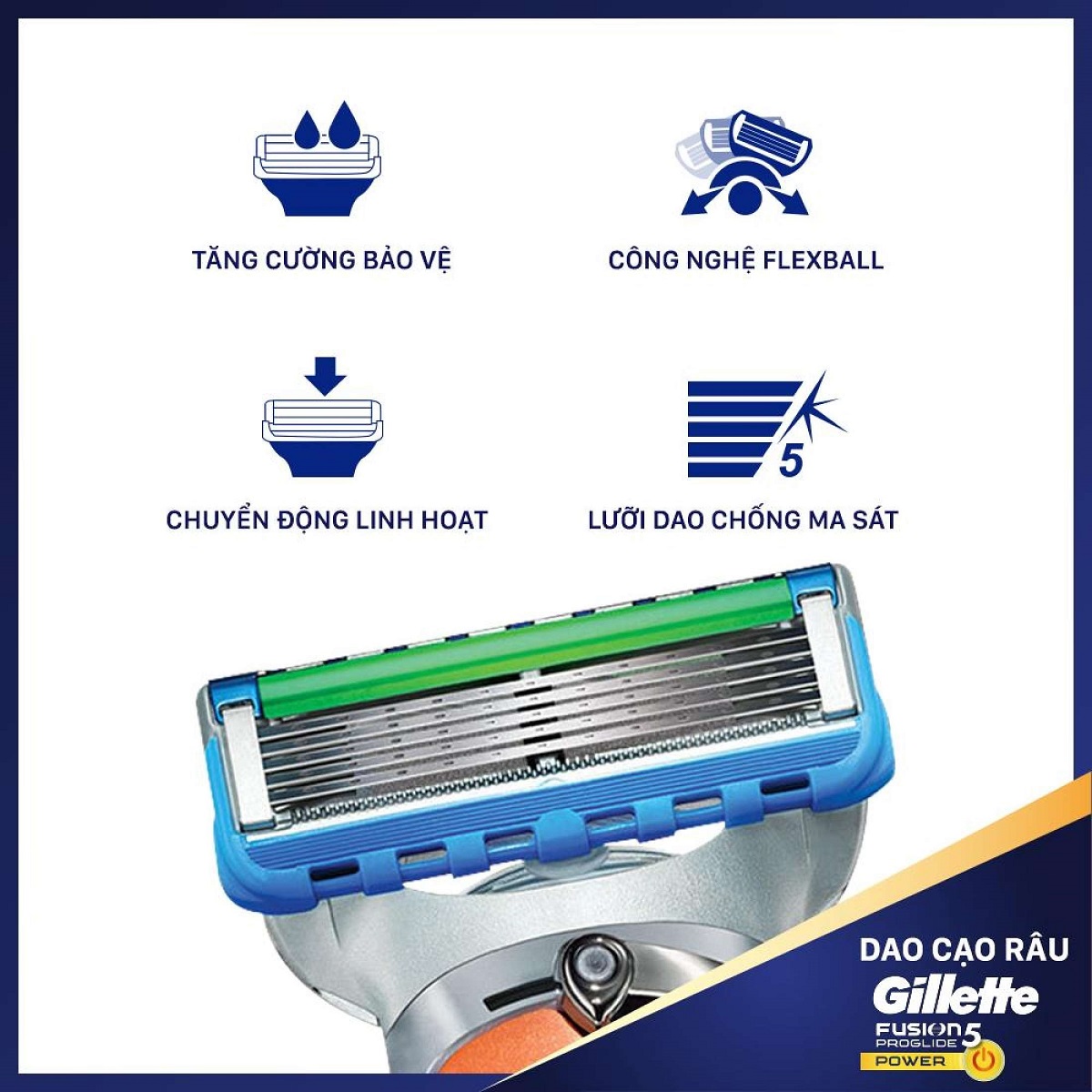 Dao cạo râu Gillette Fusion5 Proglide Power cao cấp