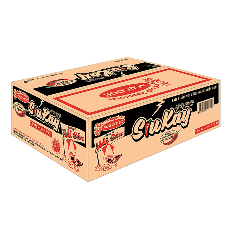 Thùng 24 gói mì Siukay 128gr vị Hải Sản