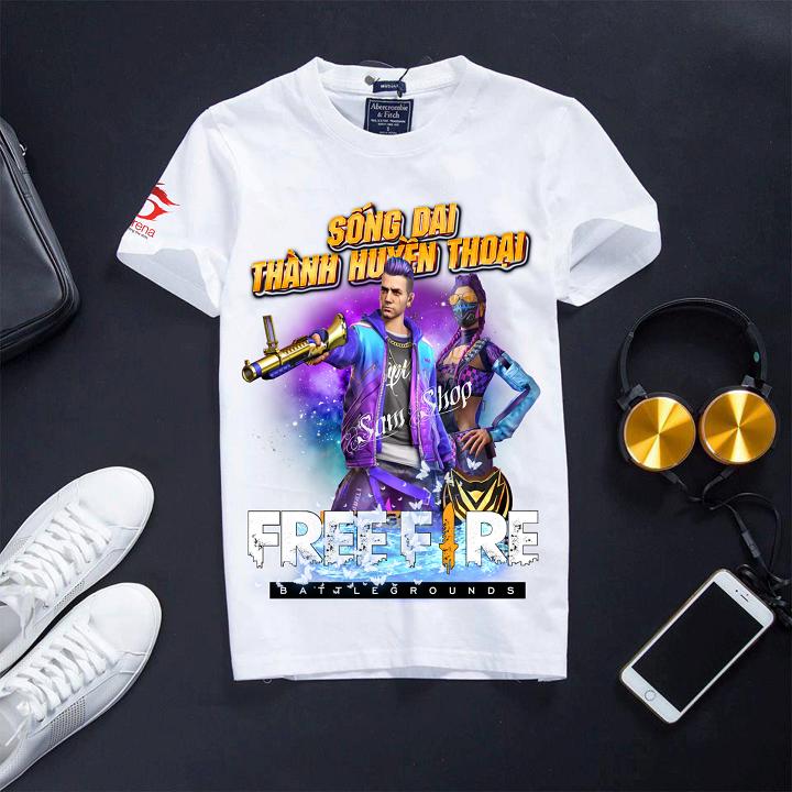 Áo Thun Cotton Free Fire Màu Trắng Moco + Atoni