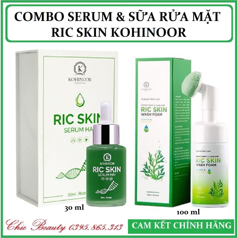 COMBO DƯỠNG DA RIC SKIN KOHINOOR - SERUM & SỮA RỬA MẶT