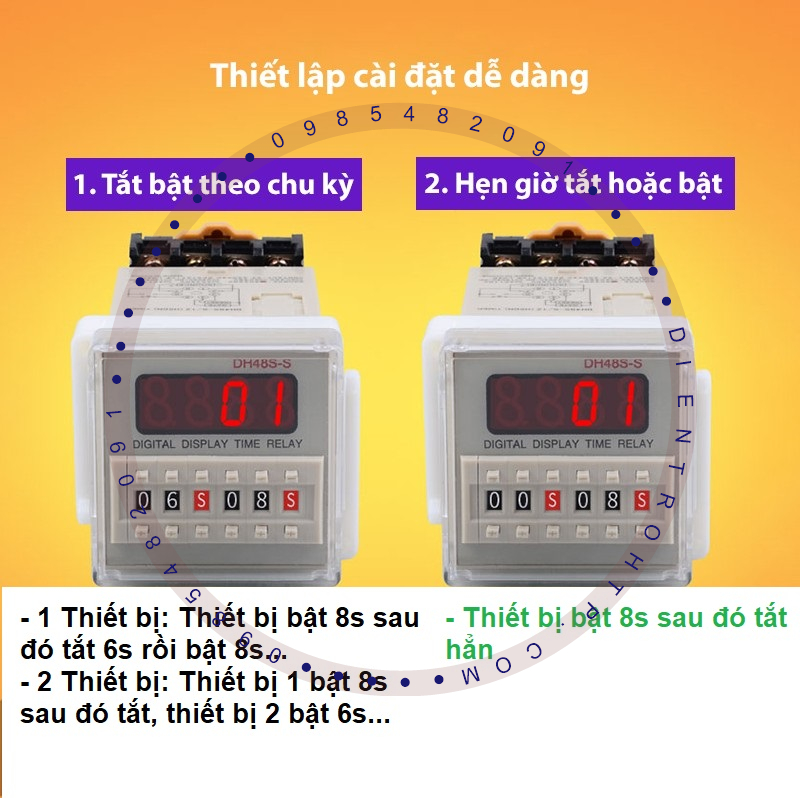 Timer Omron DH48SS , rơ le thời gian hẹn giờ tự động - CÓ ĐẾ
