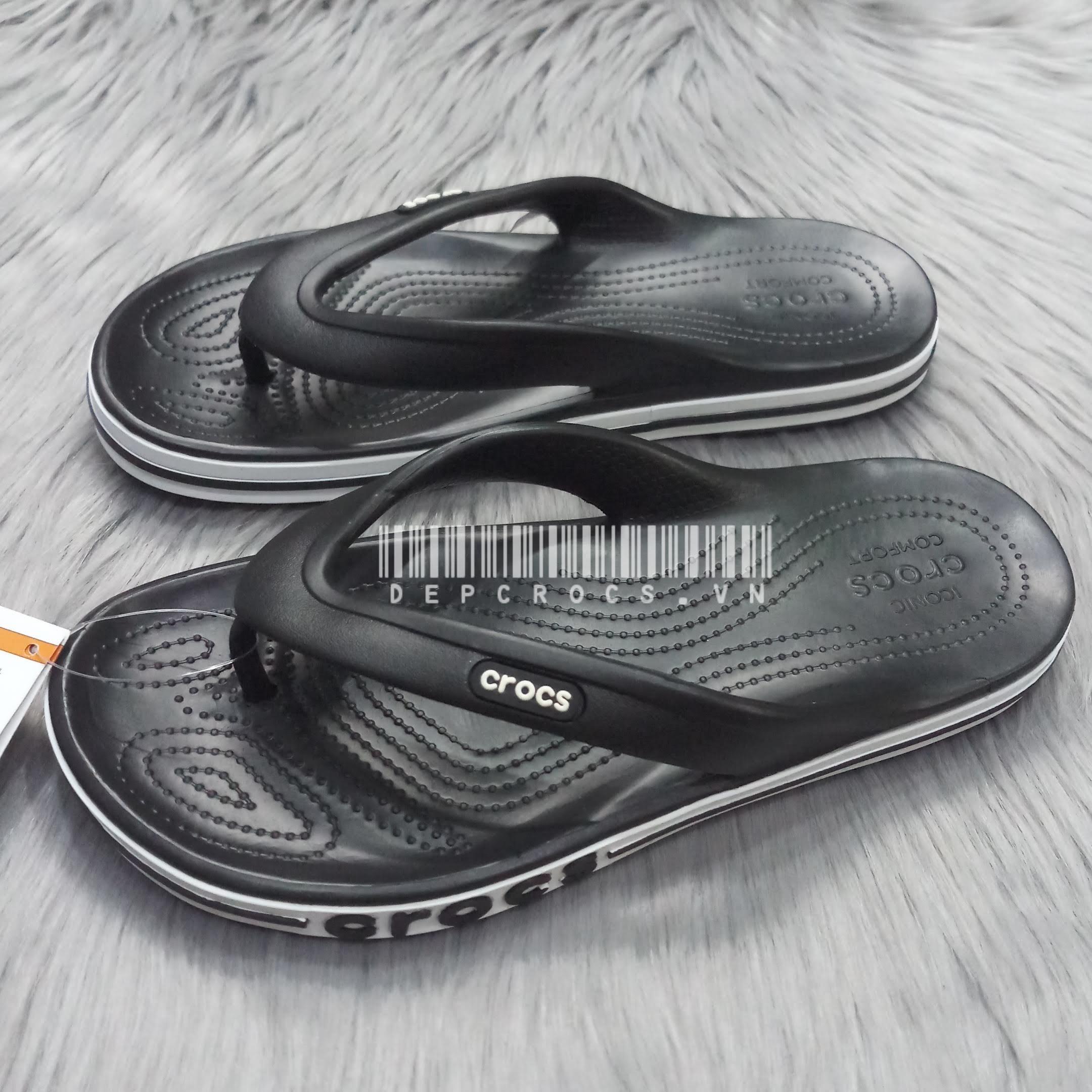 [HCM]Dép kẹp crocs bayaband unisex màu đen - Cross House