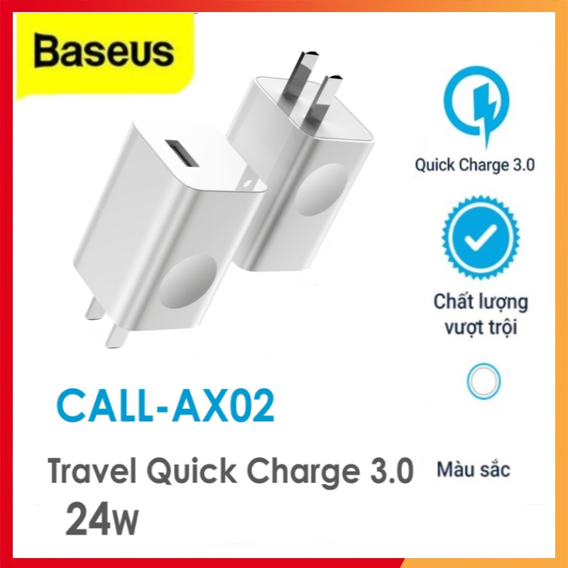 Giá Cốc sạc nhanh Baseus 24W Single USB Port, hỗ trợ sạc nhanh 3A, chất liệu ABS,PC siêu bền, chống cháy nổ, độ bền cao