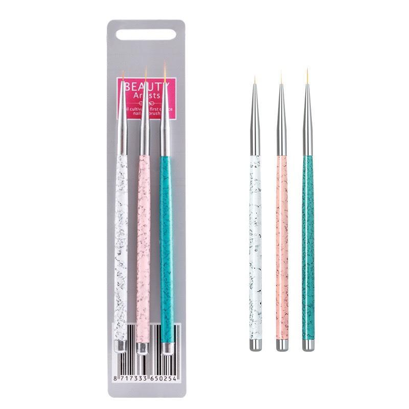 Set cọ vẽ gel, cọ vẽ móng tay nghệ thuật, nail art (1 bộ 3 cọ râu vẽ nét mỏng)